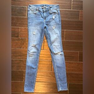 Hollister Mid-Rise Blue Skinny Distressed Jeans